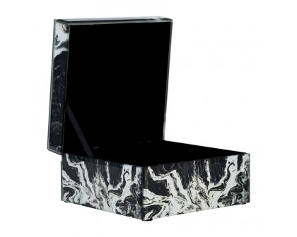 Sagebrook - 6"x5" Glass Jewelry Box Quartz Top in Black