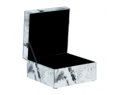 Sagebrook - 6"x5" Glass Jewelry Box Silver Top in Gray