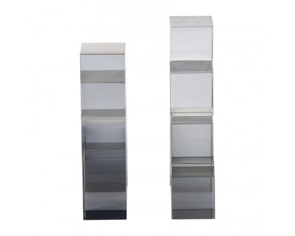 Sagebrook - 6" Glass Tetrimino Bookends (Set Of 2) in Smoke