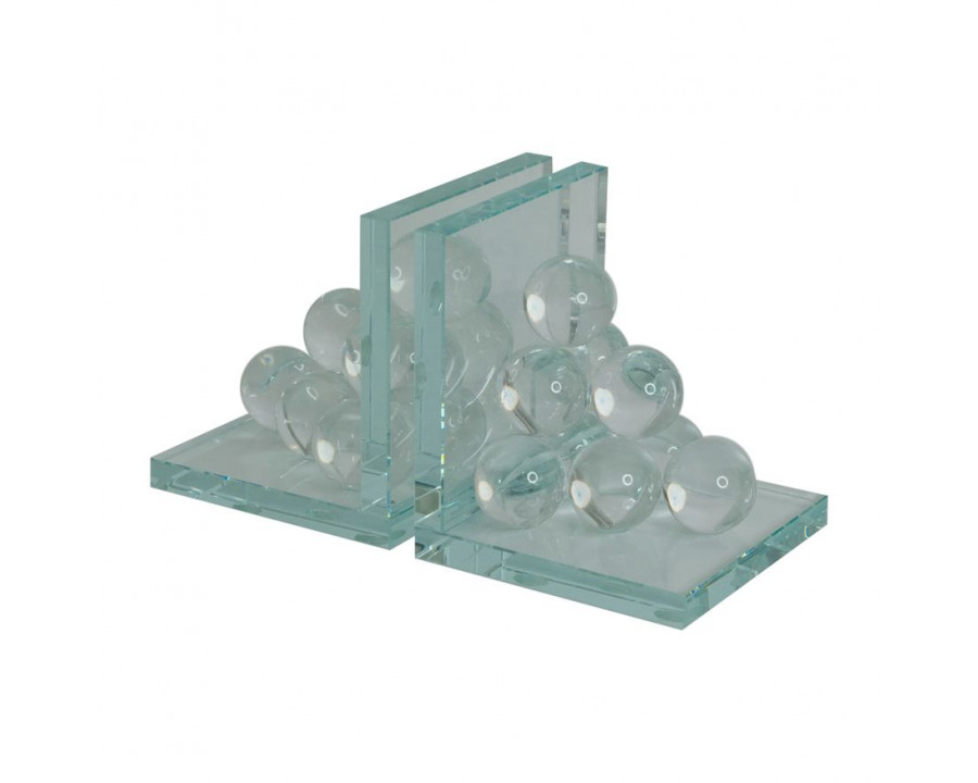 Sagebrook - 6" Glass Orb Bookends (Set Of 2) in Clear