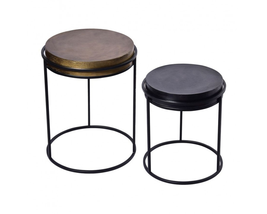 Sagebrook Metal Nested Round Side Table Set - Black/Gold