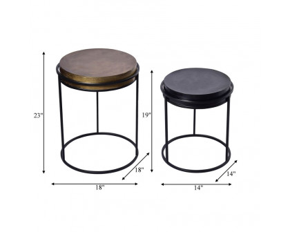 Sagebrook Metal Nested Round Side Table Set - Black/Gold