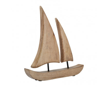 Sagebrook 11"x12" Wood Sailboat - Brown