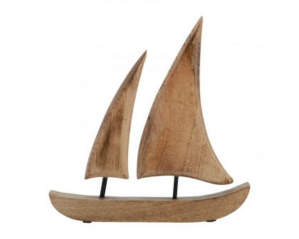 Sagebrook 11"x12" Wood Sailboat - Brown