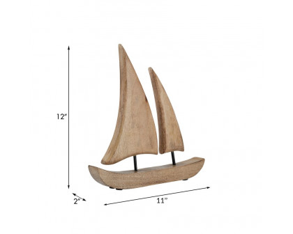 Sagebrook 11"x12" Wood Sailboat - Brown