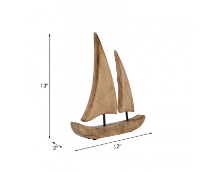 Sagebrook 12"x13" Wood Sailboat - Brown