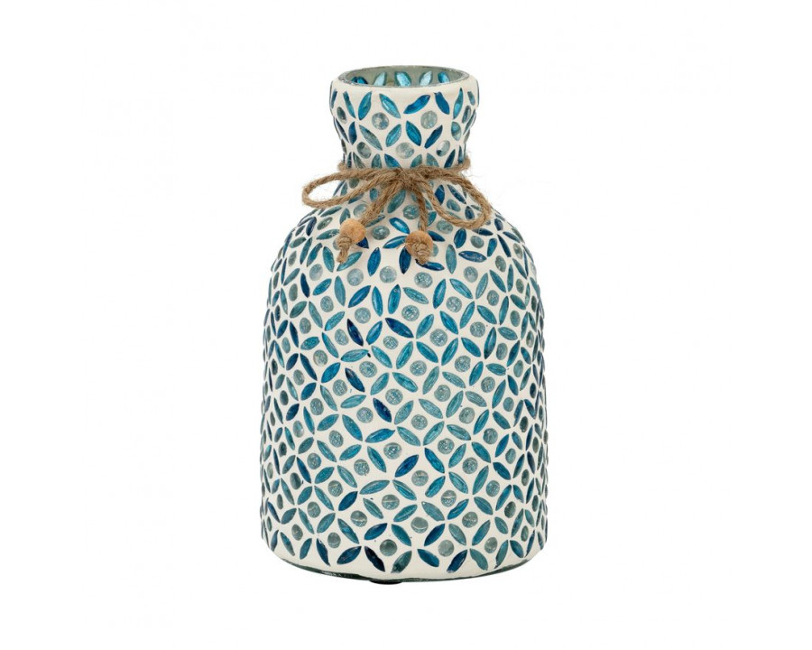 Sagebrook 7" Glass Mosaic Vase - Blue