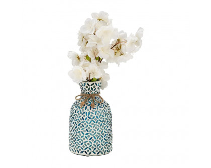 Sagebrook 7" Glass Mosaic Vase - Blue