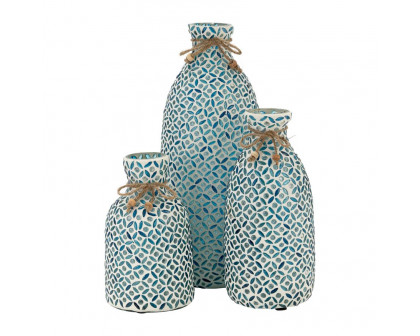 Sagebrook 7" Glass Mosaic Vase - Blue