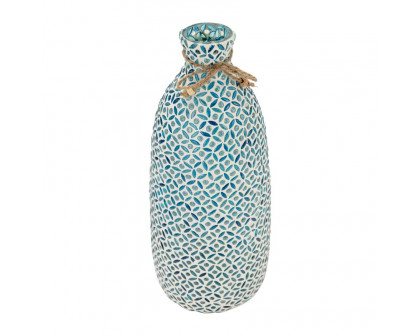 Sagebrook 13" Glass Mosaic Vase - Blue