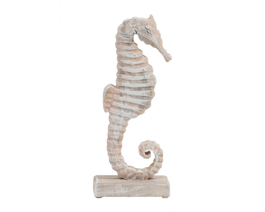 Sagebrook 11" Wood Seahorse - Rustic White