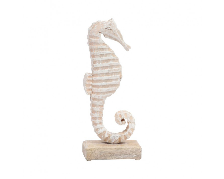 Sagebrook 13" Wood Seahorse - Rustic White