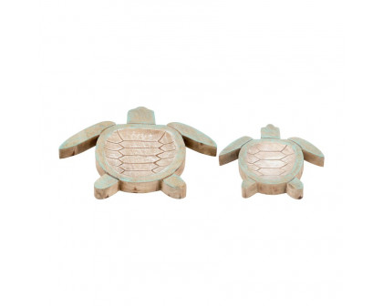 Sagebrook 10"/14" Wood Tortoise (Set Of 2) - Multi