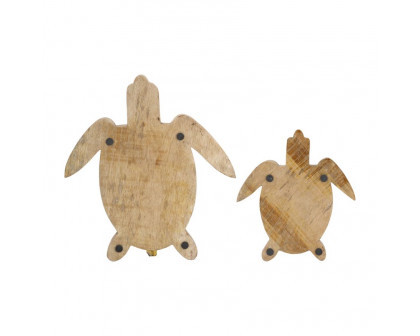 Sagebrook 10"/14" Wood Tortoise (Set Of 2) - Multi