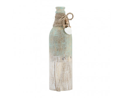 Sagebrook 12" Wood Tri-colored Bottle - Multi