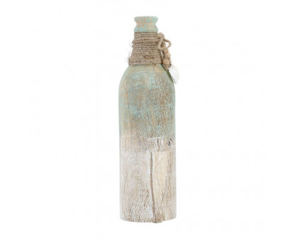 Sagebrook 12" Wood Tri-colored Bottle - Multi