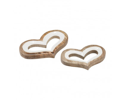 Sagebrook 10" Wood Heart Decor - White