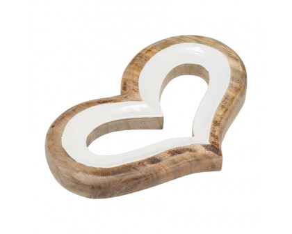 Sagebrook 13" Wood Heart Decor - White