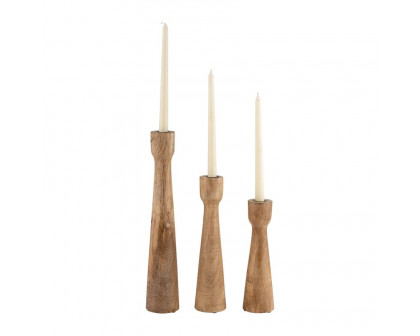 Sagebrook 10" Wood Candle Holder - Brown