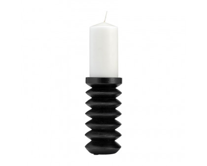 Sagebrook 8" Wood Accordion Candle Holder - Black