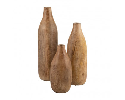 Sagebrook 10" Wood Vase - Brown