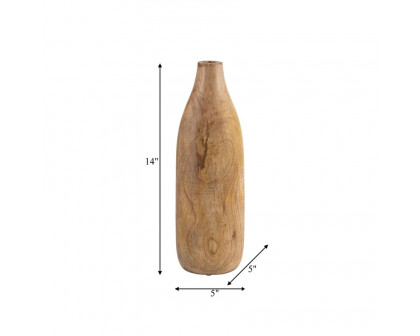 Sagebrook 14" Wood Vase - Brown