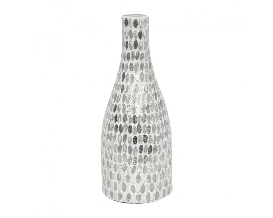 Sagebrook 13" Glass Mosaic Vase - White