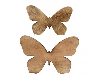 Sagebrook 9" Wood Butterfly Decor - Brown