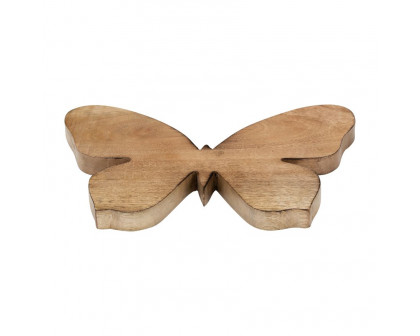 Sagebrook 12" Wood Butterfly Decor - Brown