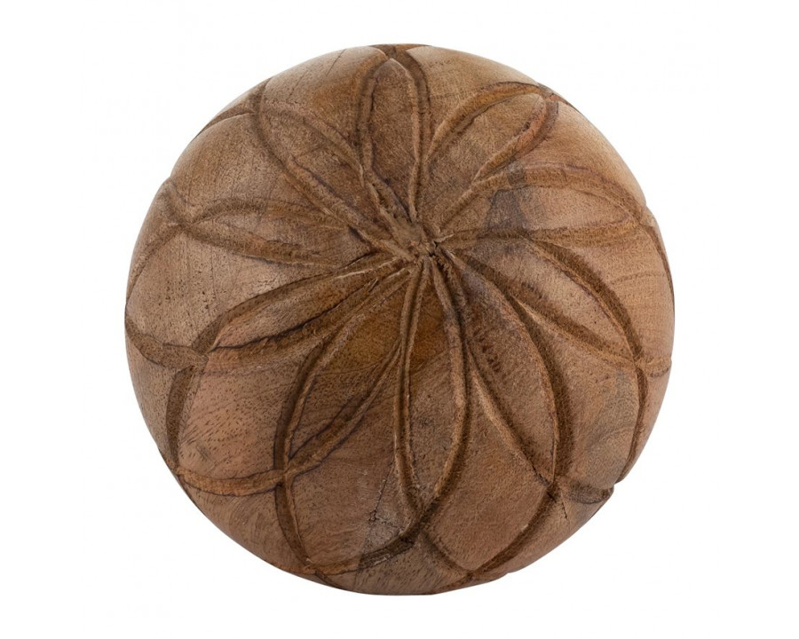 Sagebrook - 5" Wood Textured Orb in Brown