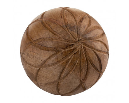 Sagebrook - 5" Wood Textured Orb in Brown