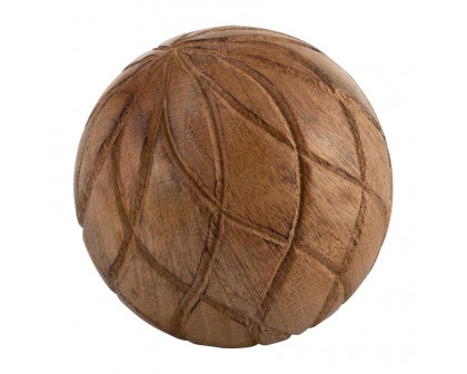 Sagebrook - 5" Wood Textured Orb in Brown