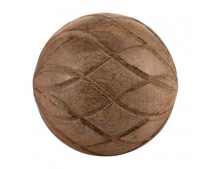 Sagebrook - 5" Wood Textured Orb in Brown