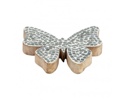 Sagebrook 6" Mosaic Butterfly - White