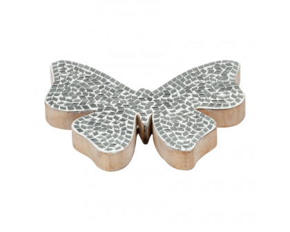 Sagebrook 8" Mosaic Butterfly - White