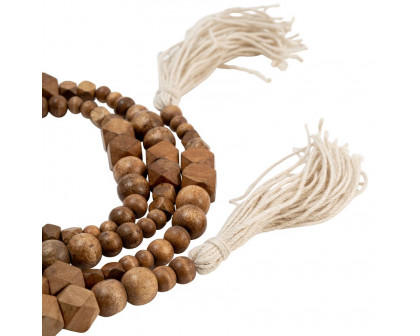 Sagebrook - 84" Wood Asstd Beads Garland in Brown