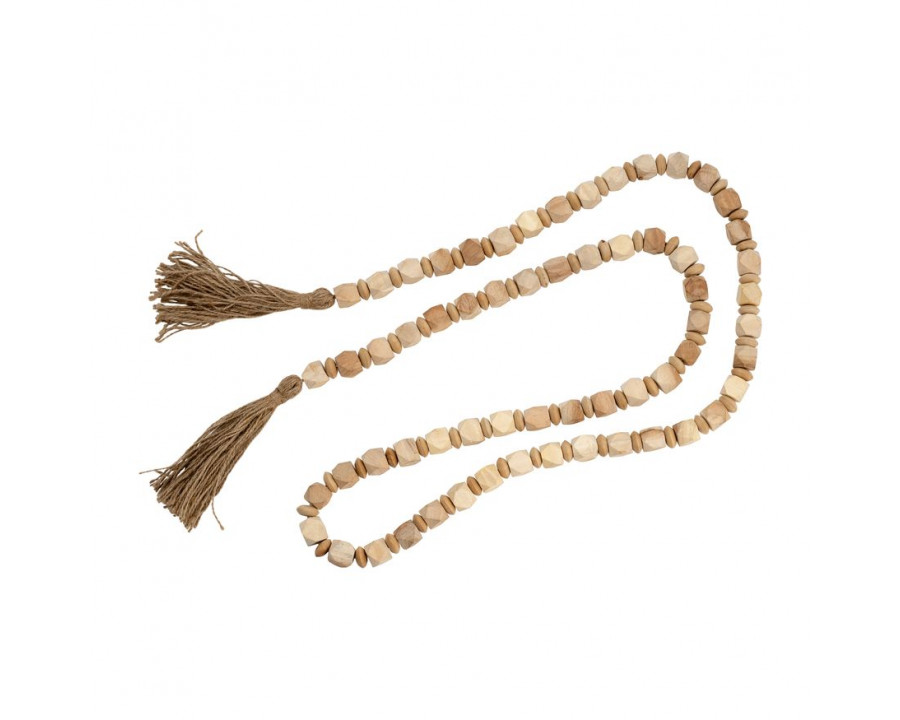 Sagebrook - 84" Wood Beaded Garland in Light Brown