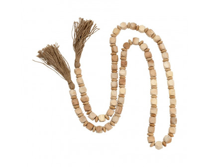 Sagebrook - 84" Wood Beaded Garland in Light Brown