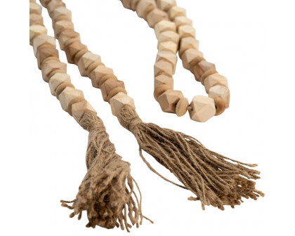 Sagebrook - 84" Wood Beaded Garland in Light Brown