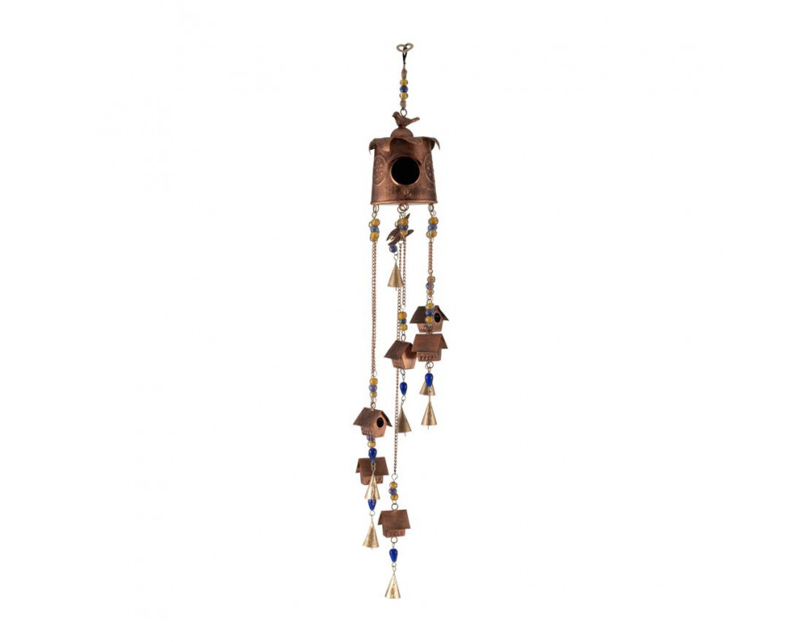 Sagebrook - 38" Metal Birdhouse Chime in Gold