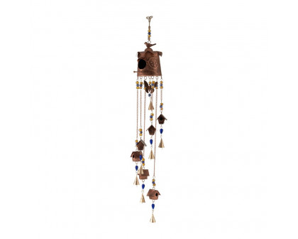 Sagebrook - 38" Metal Birdhouse Chime in Gold