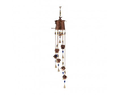 Sagebrook - 38" Metal Birdhouse Chime in Gold