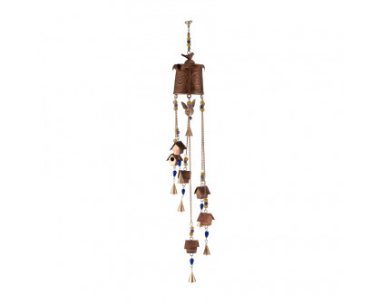 Sagebrook - 38" Metal Birdhouse Chime in Gold