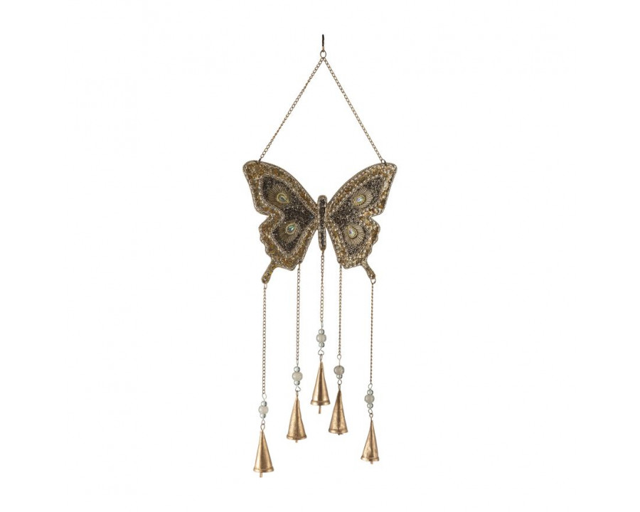 Sagebrook - 24" Metal Mosaic Butterfly Chime in Gold