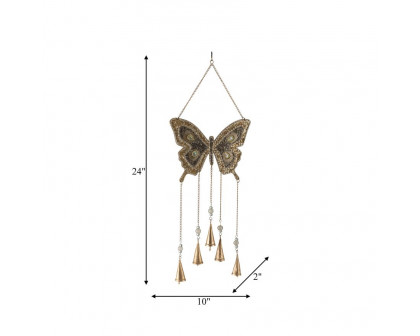 Sagebrook - 24" Metal Mosaic Butterfly Chime in Gold