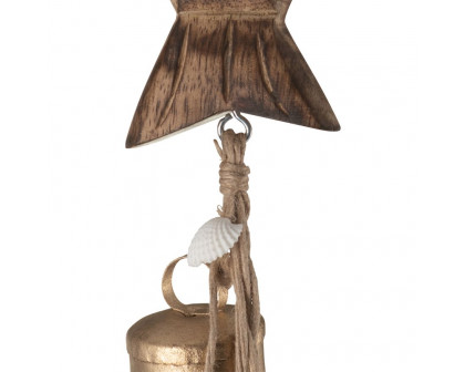 Sagebrook - 28" Metal/Wood Fish With Bells Chime in Gold