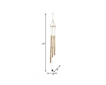 Sagebrook - 43" Metal 5-Pipes Windchime in Antique Gold