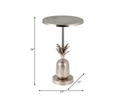 Sagebrook™ 15"/24" Metal Silver Pineapple Side Table - Silver