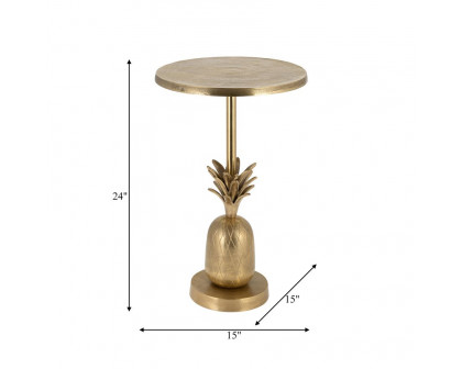 Sagebrook 15"/24" Metal Silver Pineapple Side Table - Gold