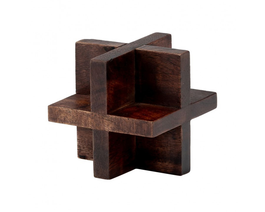 Sagebrook 4" Cross Wooden Orb - Brown